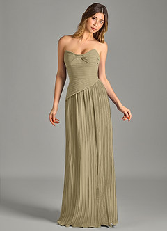Azazie Becka Bridesmaid Dresses Moss Green A-Line Strapless Chiffon Dress image4