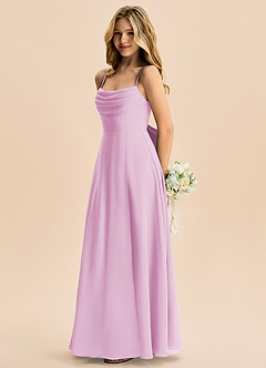 Azazie Bear Junior Candy Pink A-Line Pleated Chiffon Dress image5