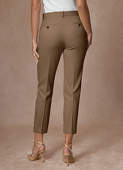 front Victoria Truffle Refined Weave Cropped Dress Pants