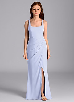 Azazie Mero Junior Vestido de Lavanda de Gasa de Corte Sirena con Plisado image4
