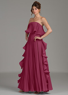 Azazie Alexia Bridesmaid Dresses Mulberry A-Line Ruched Chiffon Dress image3