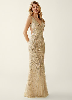 Hazelen Champagne Sequin Embroidery Beading Tulle Off-the-Shoulder Prom  Dress Prom and Homecoming Dresses | Azazie DE