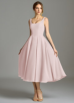 Azazie Amalie Bridesmaid Dresses Blushing Pink A-Line Pleated Chiffon Dress image6