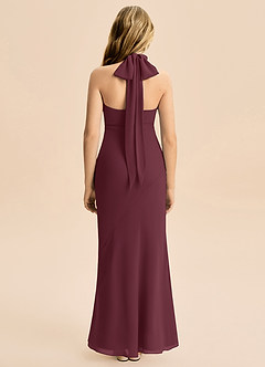 Azazie Velli Junior Meerjungfrau-Linie Hoher Kragen Chiffon Kleid Cabernetrot image2