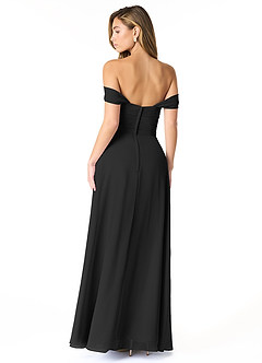 Azazie Kaitlynn Bridesmaid Dresses Black Empire Ruched Chiffon Convertible Dress image3