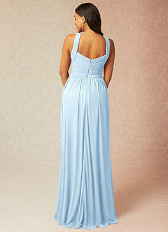 Azazie Hillian Bridesmaid Dresses Sky Blue A-Line Halter Pleated Mesh Dress image2