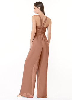 Azazie Berdie Bridesmaid Dresses Bronzer Halter Chiffon Jumpsuit image4