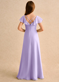 Azazie Nari Girls Formal Flower Girl Dresses Lilac A-Line with Sleeves Chiffon Dress image2