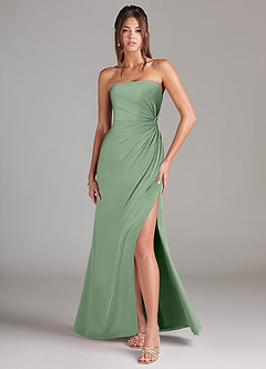Azazie Aliani Bridesmaid Dresses Matcha Sheath Strapless Chiffon Convertible Dress image1