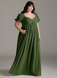 Azazie Madisynn Maternity Bridesmaid Dresses Bow Chiffon Floor-Length Dress image7