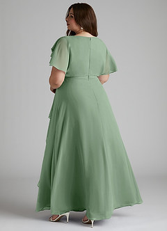 Azazie Aaliyah Modest Bridesmaid Dresses A-Line Scoop Pleated Chiffon Floor-Length Dress image9