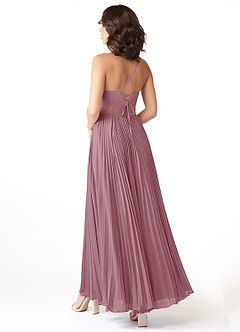 Azazie Devyn Robes de demoiselle d'honneur Robe Trapèze en Mousseline de soie Corset Mauve Vintage image4