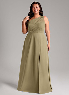 Azazie Phaedra Bridesmaid Dresses Moss Green A-Line One Shoulder Chiffon Dress image5