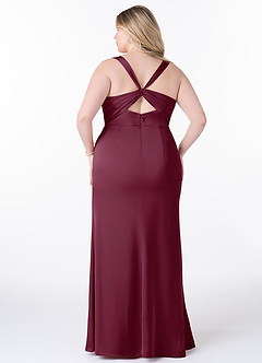 Azazie Mero Brautjungfernkleider Etui Plissee Stretch-Satin Kleid Maulbeerrot image6