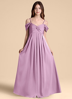 Azazie Kaitlynn Junior Vestido de Glicinia de Satén Elástico de Corte en A con Vestidos sin tirantes image6