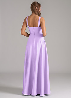 Azazie Shaude Bridesmaid Dresses Lilac A-Line Pleated Stretch Satin Dress image6