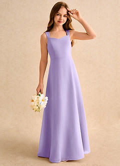 Azazie Makani Girls Formal Flower Girl Dresses Lilac A-Line Sweetheart Neckline Chiffon Dress image4