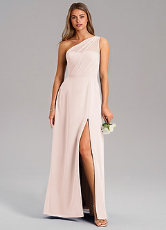 Azazie Phaedra Bridesmaid Dresses Rose Petal A-Line One Shoulder Chiffon Dress image3