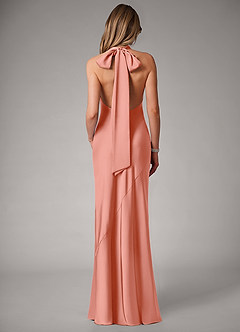 Azazie Velli Bridesmaid Dresses Coral Mermaid Stretch Satin Dress image5