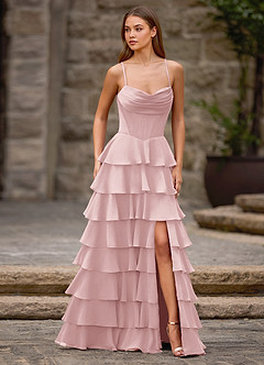 Rhythm Rosa Cipria Abito da ballo a trapezio con volant image6