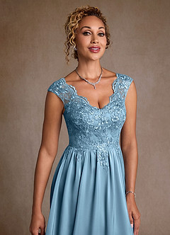 Azazie Amethyst Suknie dla Matki Panny Młodej Linia A Koronka Sznurówka Długość podłogi Sukienka image6