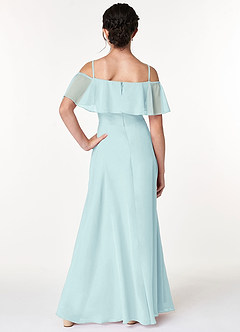 Azazie Maggie Junior Sea Glass A-Line Off the Shoulder Chiffon Dress image2