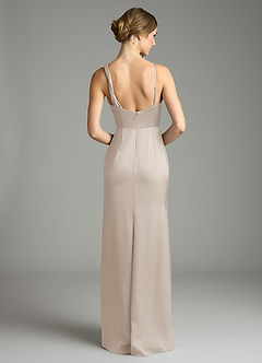 Azazie Samara Robes de demoiselle d'honneur Robe Sirène en Satin extensible Plissée Givre image2