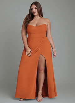 Azazie Johana Bridesmaid Dresses Cinnamon Mermaid Off the Shoulder Chiffon Convertible Dress image16