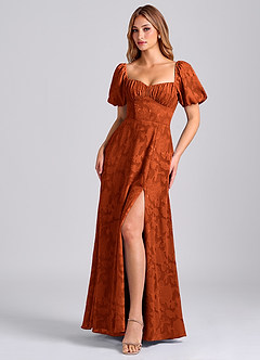 Azazie Mirian Bridesmaid Dresses Paprika A-Line Sweetheart Neckline Floral Burnout Dress image4