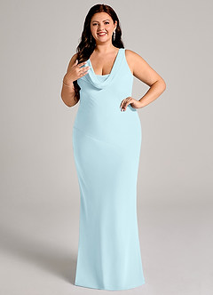 Azazie Rylina Bridesmaid Dresses Cloud Blue Mermaid Pleated Chiffon Dress image10