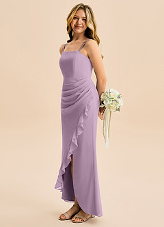 Azazie Buzzy Junior Robe Fourreau en Mousseline de soie Plissée Glycine image1