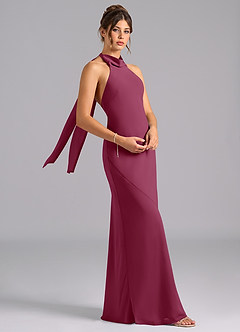 Azazie Velli Bridesmaid Dresses Mulberry Mermaid Bow Chiffon Dress image3