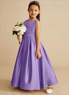 Azazie Cailee Blumenmädchenkleider Ballkleid Plissee Matte Satin Kleid Tahiti image2
