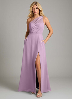 Azazie Phaedra Jurken voor bruidsmeisjes Jurk van Chiffon met A-Lijn One-Shoulder Blauweregen image3