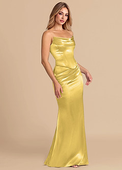 Azazie Sorrel Brudepigekjoler Havfrue Korset Metallisk satin Gulv-længde Kjole image5