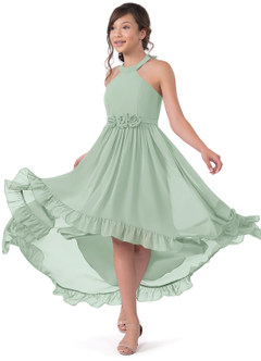 Azazie Hermione Vestido de Agave de Gasa/ Chiffon de Acampanado image8