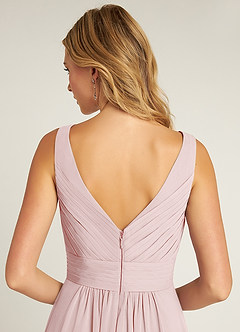 Azazie Pierrette Final Sale Blushing Pink A-Line Pleated Chiffon Dress image6