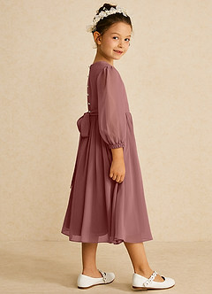 Azazie Lolo Flower Girl Dresses Desert Rose A-Line with Sleeves Chiffon Dress image4