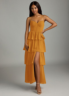 Azazie Kaiden Bridesmaid Dresses Butterscotch A-Line Sweetheart Neckline Chiffon Dress image1
