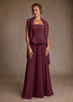 Azazie Josabeth Mother of the Bride Dresses Cabernet A-Line Pleated Chiffon Dress image4
