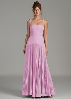 Azazie Yuliana Abiti da Damigella Abito A-Line in Chiffon Senza Spalline Rosa Confetto image4
