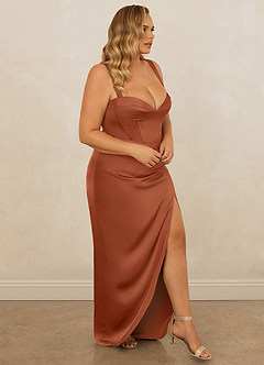 Christian Siriano Bridal for Azazie 1017 Brautjungfernkleider Etui Herzausschnitt Stretch-Satin Kleid Zedernrose image12