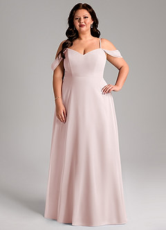 Azazie Marley Bridesmaid Dresses Blushing Pink A-Line Off the Shoulder Chiffon Convertible Dress image11
