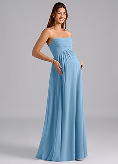 Azazie Saige vestidos de dama de honor de maternidad Vestido de Corte En A Plisado Hasta el suelo Gasa image8