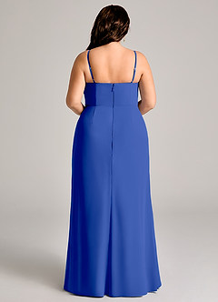 Azazie Maci Bridesmaid Dresses Royal Blue Sheath Pleated Chiffon Dress image9