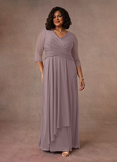 Azazie Annetta Abiti per la Madre della Sposa Abito A-Line in Maglia Plissettao con Scollo a V Dusk image8