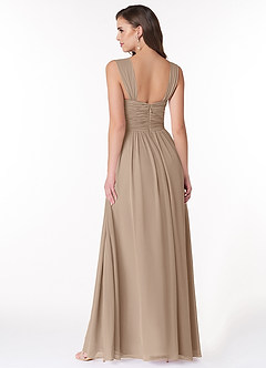Azazie Zapheira Brudtärnklänningar Klänning av A-Linje i Chiffong Ruched Taupe image2