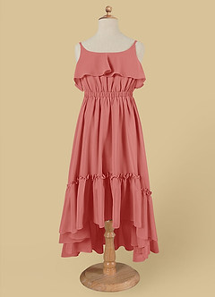 Azazie Karmen Blumenmädchenkleider A-Linie Gestreift Chiffon Kleid Antike Rose image6