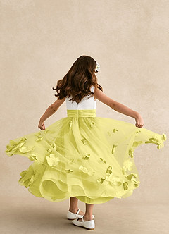 Azazie Vi Flower Girl Dresses Canary A-Line Sleeveless Tulle Dress image3