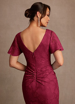 Azazie Jolene Mother of the Bride Dresses Burgundy Mermaid Pleated Floral Burnout Dress image6